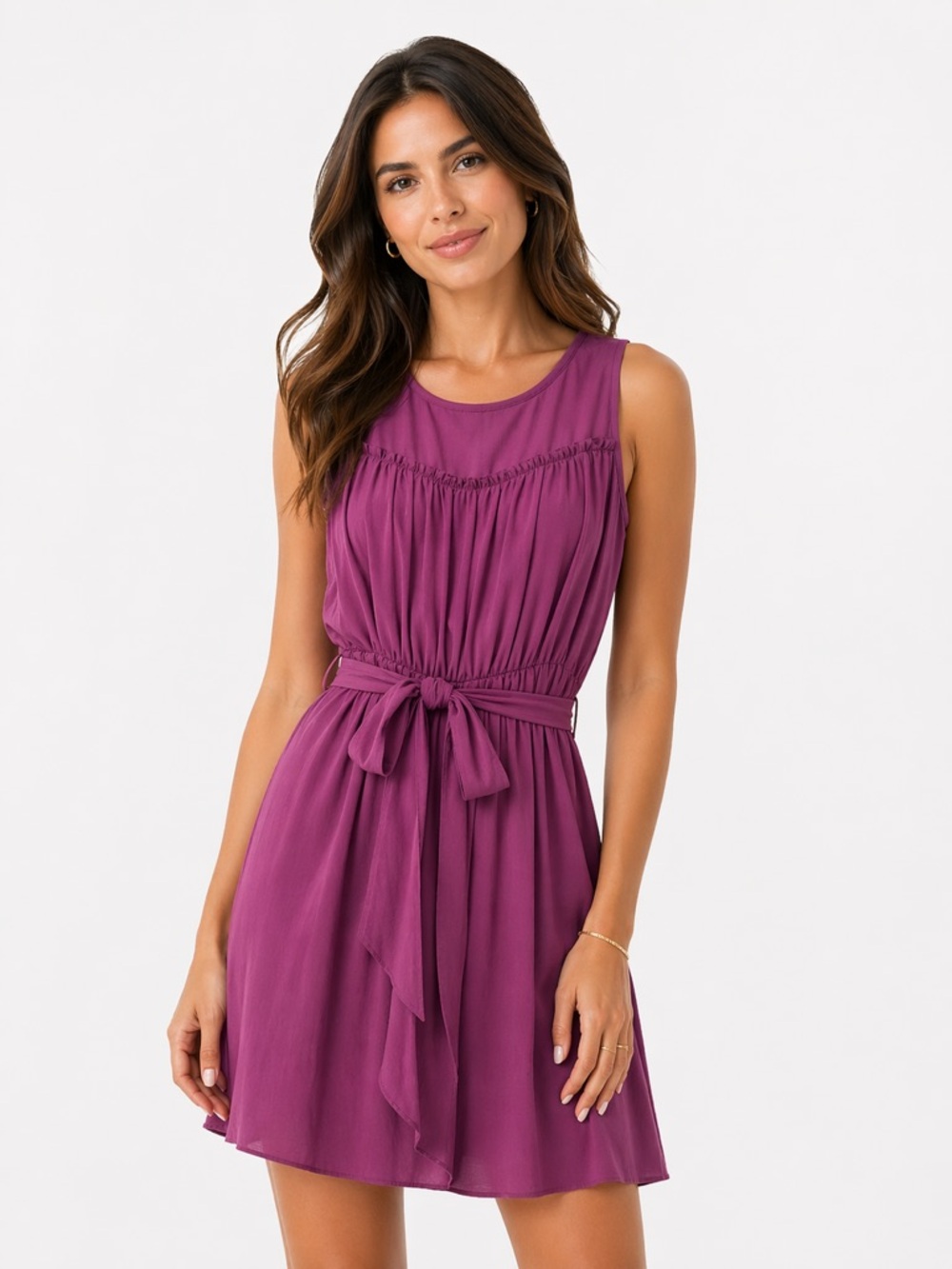 EUC Loft Size 4 Elegant Purple Sleeveless Ruffle Dress